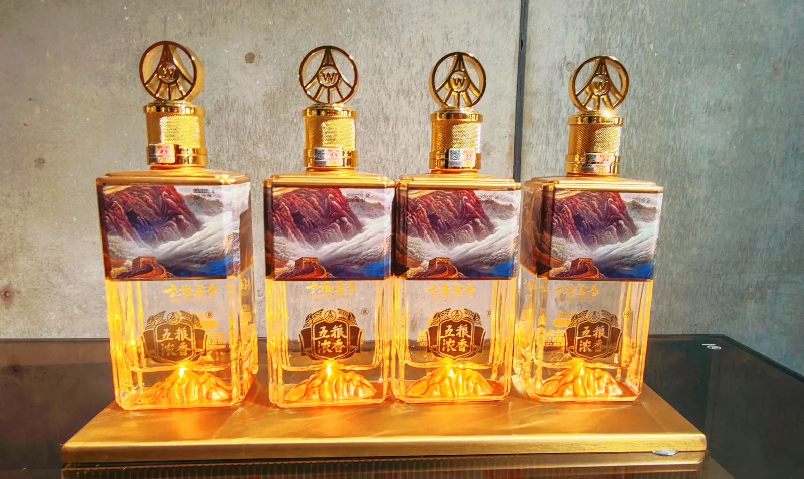 Wuliangye bottles displayed in the cultural exhibition hall